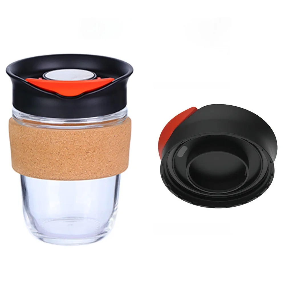 
Stocked 12oz glass coffee sets coffee tea cups with lid 