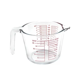 350ml 500ml 1000ml  Clear Scale Glass Measuring Cups set Home Kitchen Glass Measure Mugs With Handle