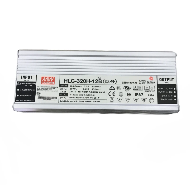 HLG-320H-12 320W 12V 22A постоянное напряжение ток Светодиодный драйвер для фар orignal Meanwell Встроенный активный PFC Функция HLG-320-12 hlg32012
