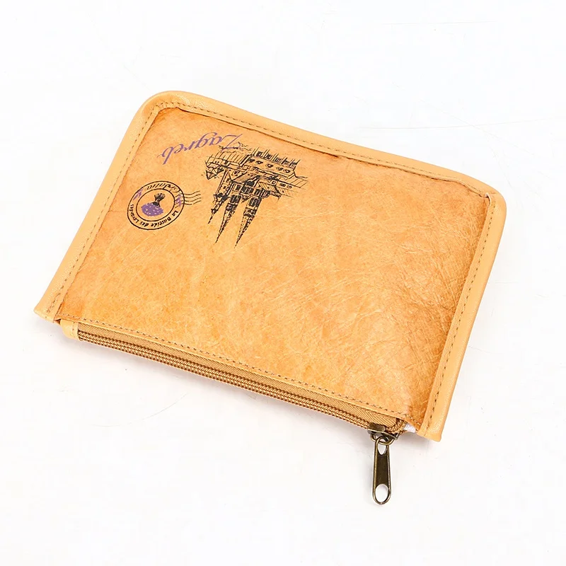 Factory custom durable coin  purse brown wallet  daily life  storage bag Tyvek  paper  waterproof  wallet