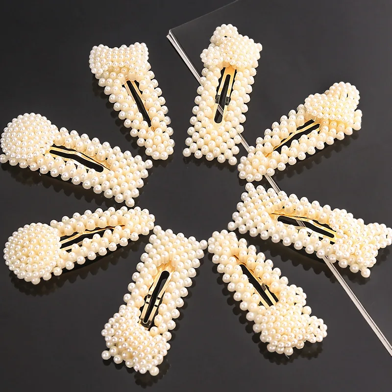 VRIUA Pearls Hair Clips for Women Fashion Sweet Imitation Korean Style Hairpins Alloy BB Handmade Girls INS Hair Accessories