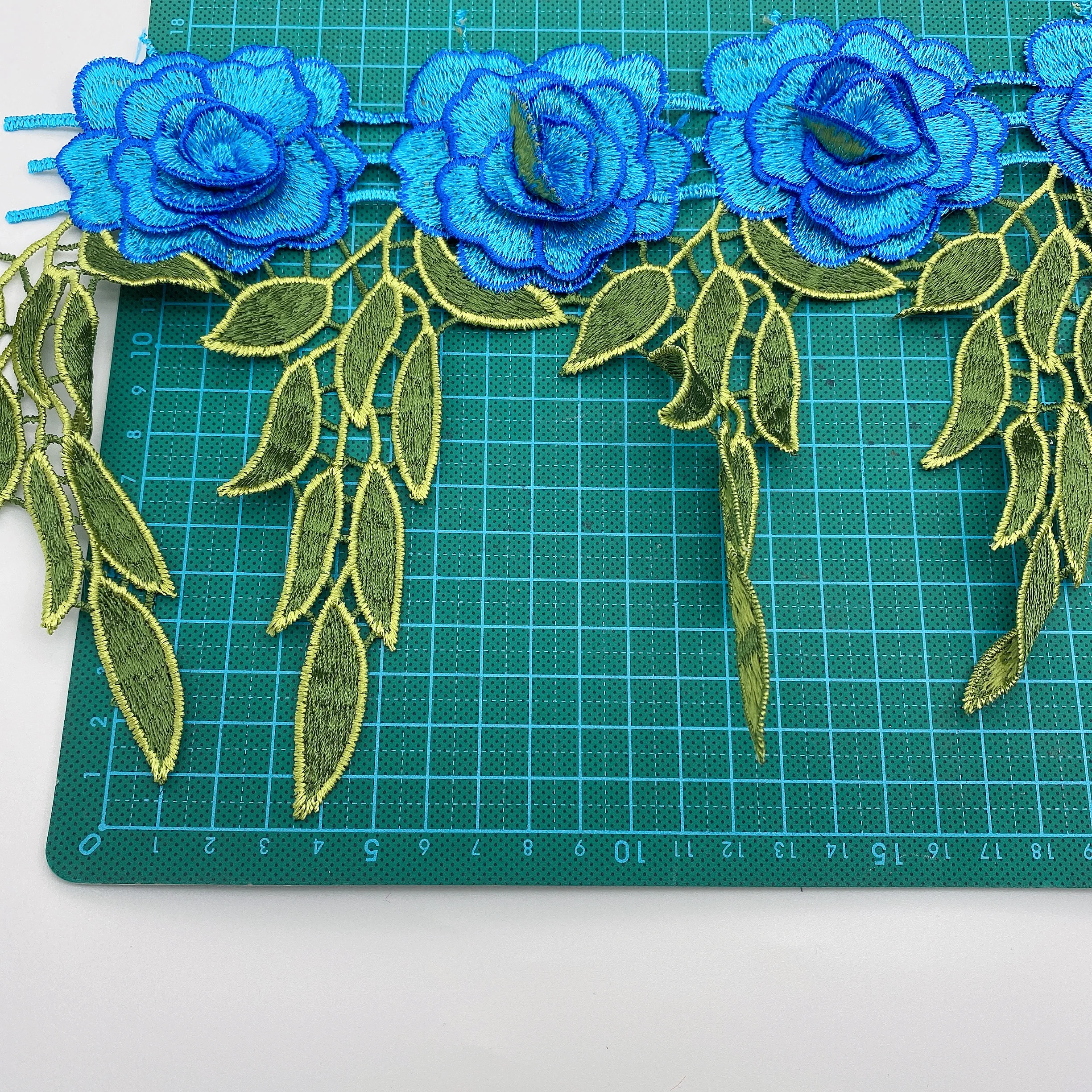 Clothing lace accessories multicolor embroidery water soluble lace border hem lace for garment