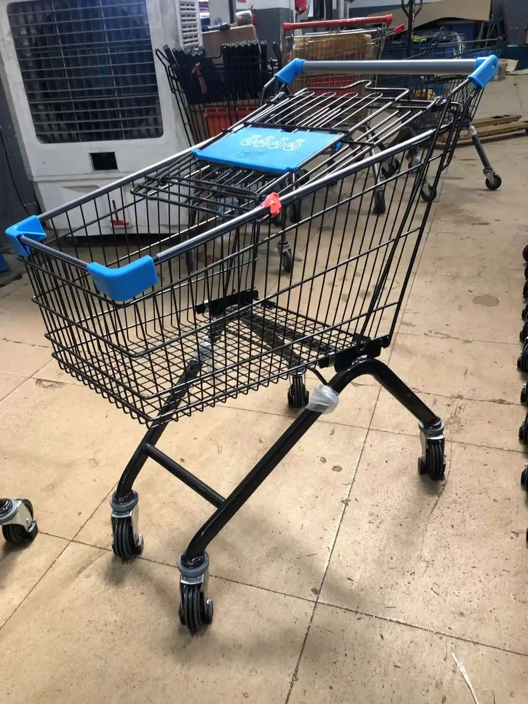 customized size mesh metallic 4 wheels supermarket shopping cart trolley for hypermarket