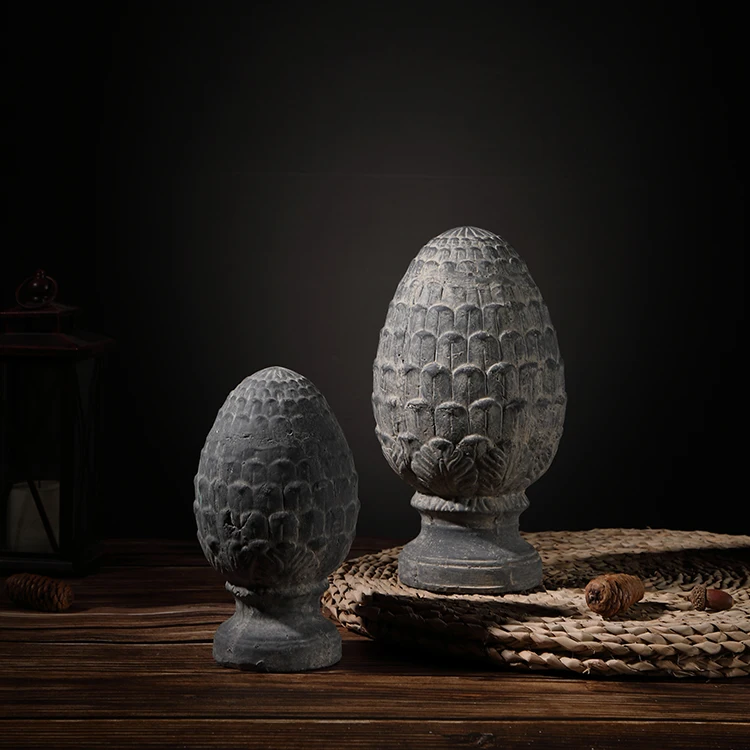 China wholesale classics eastern sculpture lotus shape cement antique home decoration piece