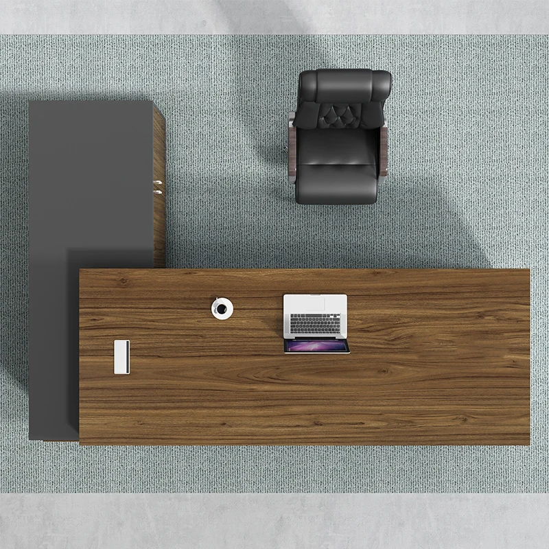 LANRAN Modern Design L Shaped CEO Boss Manager Executive Office Desk for Wood Office Furniture