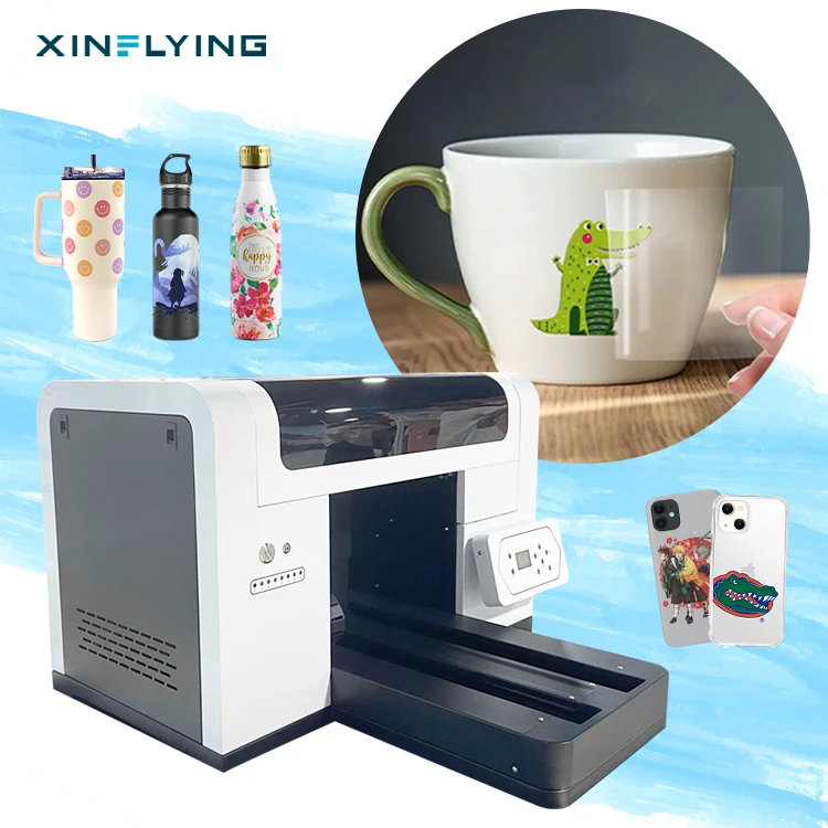 XinFlying Mini UV Flatbed DTF Printer A3 34*45cm XP600 Sticker for Cup Wraps
