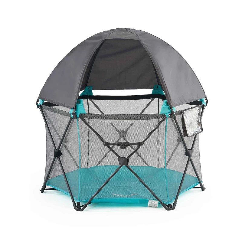Indoor outdoor wholesale baby playyard easy install foldable baby playpen with canopy
