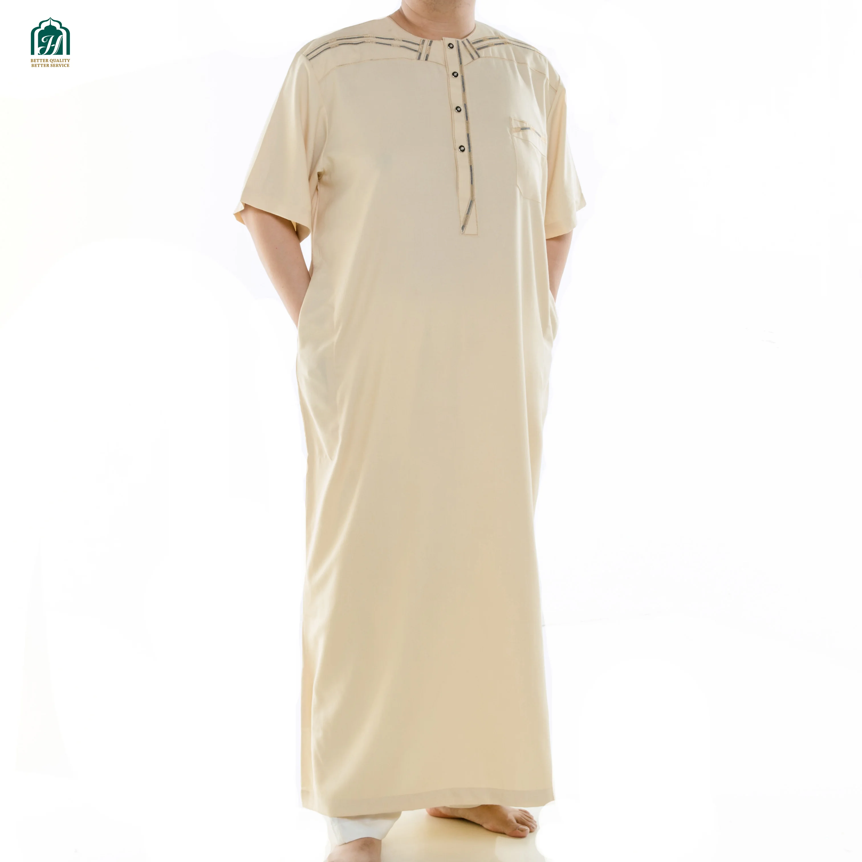 Wholesale Hot Sale Islamic Men White Clothing Thobe Arab Design Thobe Muslims Abaya islam musulman arab robe