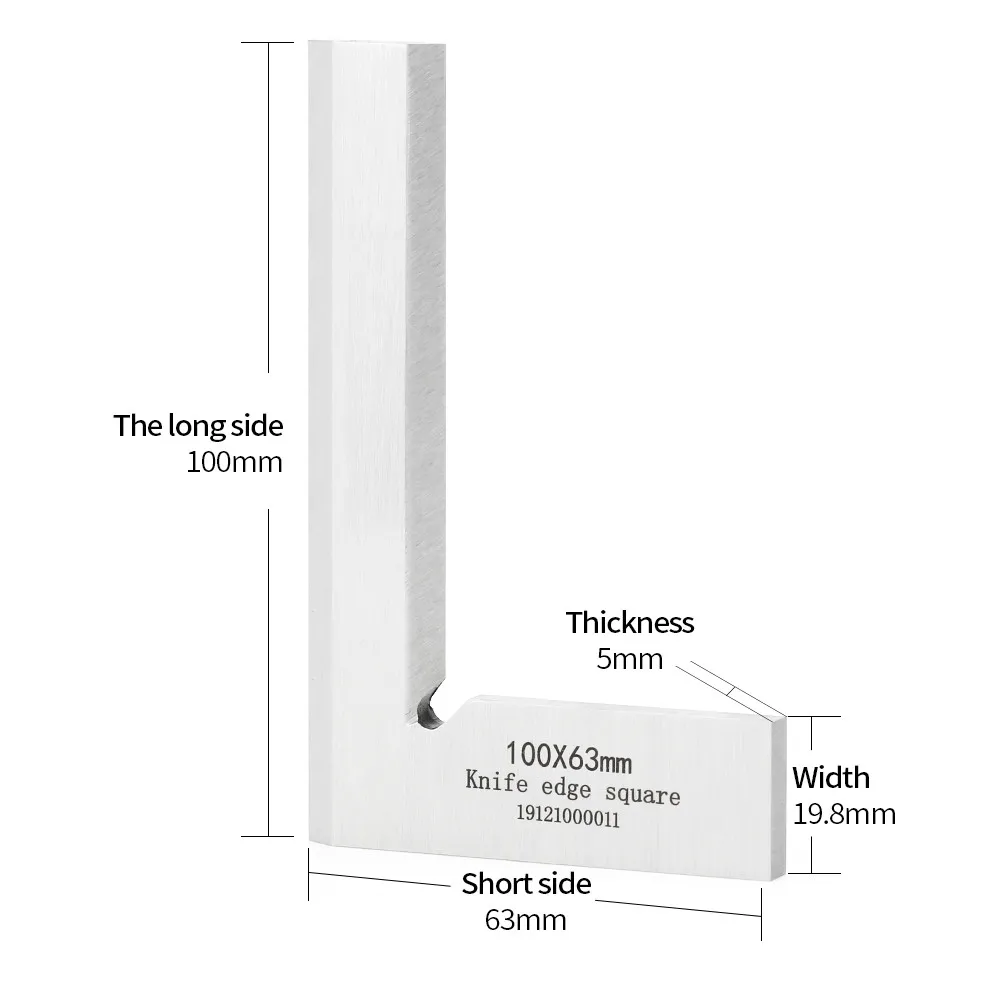 100*63mm carpenter 90 Degree Precision knife edge square  blade angle square try square measuring tool  right angle  ruler