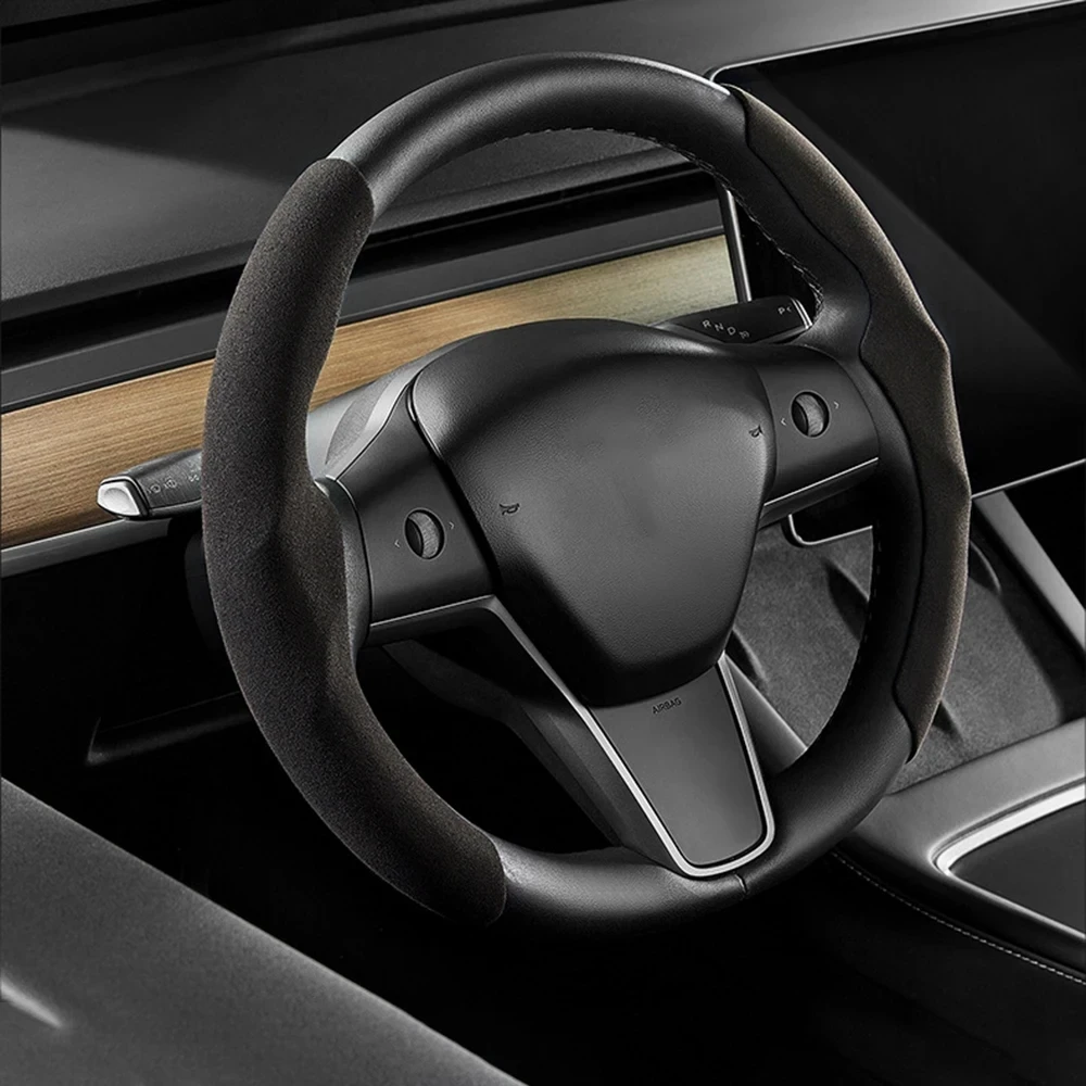 Обложка руля для Tesla модель 3 Y аксессуары центральной консоли красный черный белый внутренний руль рукоятки ABS из углеродного волокна замша