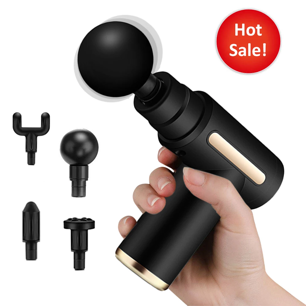 Cheap Mini Massage Gun Promotional Gift Set 4 Head whole body Muscle Massage Gun  For Neck Leg Back