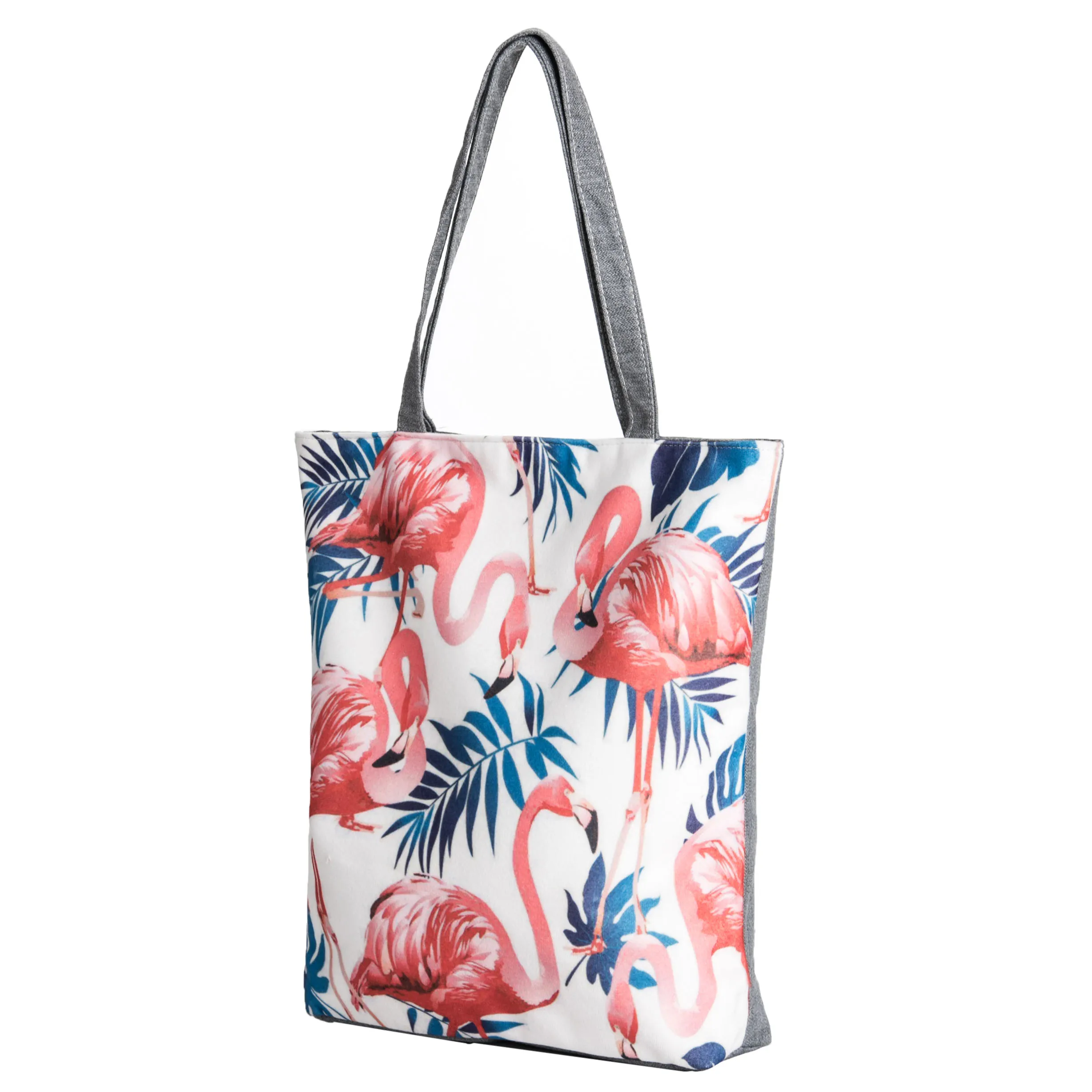 Pink Flamingo Tote Bag Supplier fabric Gift set Ladies Pattern Embroidery Ideas Mockup Wholesale Canvas Tote Bags with Zipper