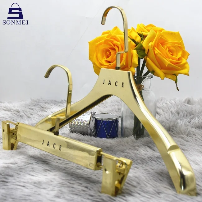 High quality jacket clothes custom glossy electroplated silver hangers