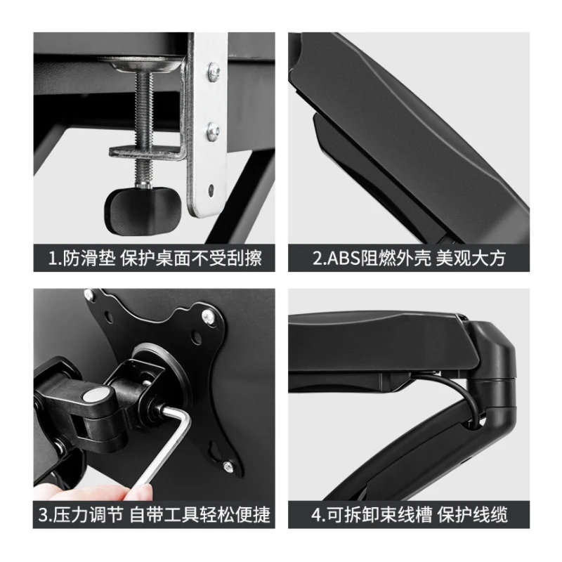 Dual Monitor Mounts Monitor Arms Stand Support, Full Motion Swivel gas spring for 10'-27' LCD Computer vesa Monitor