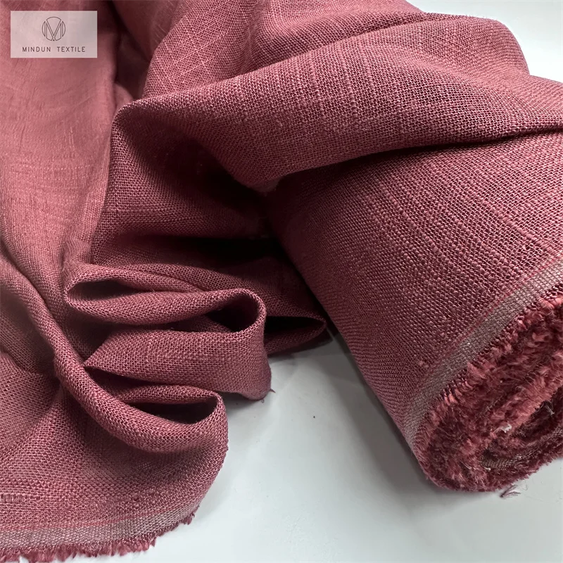 Mindun Linen/cotton/viscose Fabric In Stock Hot Selling Hemp 224gsm Soft Yarn Dyed Slub Linen Shirting Fabric Fabric