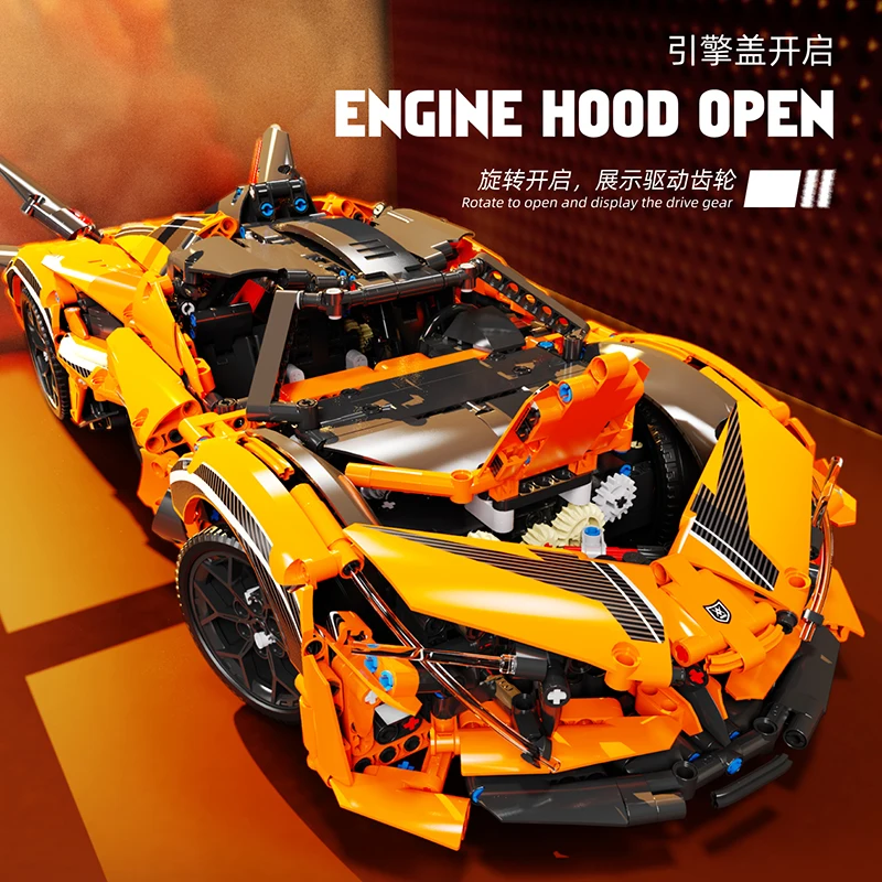 MJI 8500 EVO Orange Speed Car High Tech Sports Car Racing Supercar Model With Motor Remote Vehicle DIY Building Blocks Kids TOY