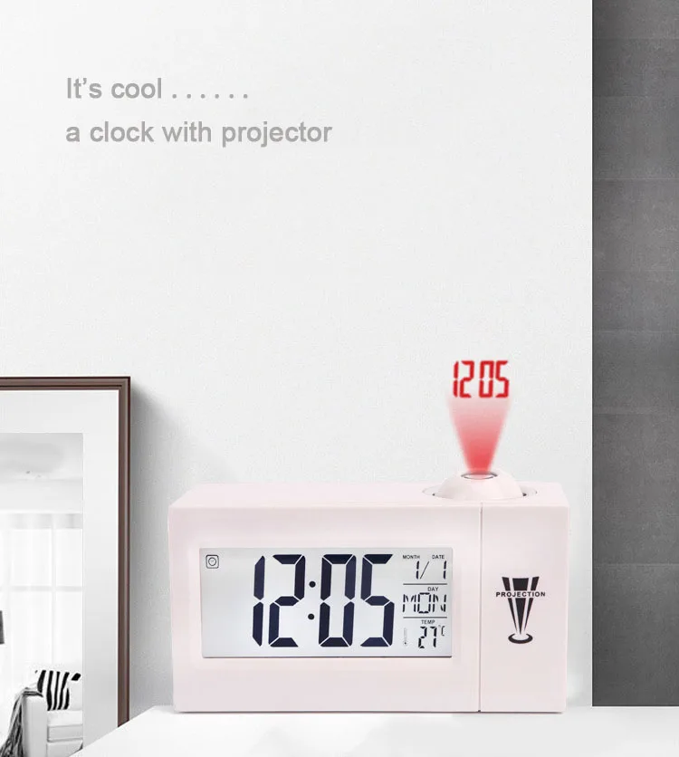 Voice control projection clock