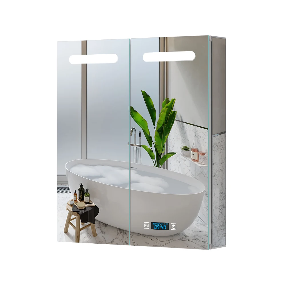 Wall mounted Bluetooth Speaker Washroom bedroom Bathroom Mirror Cabinet With LCD Clock