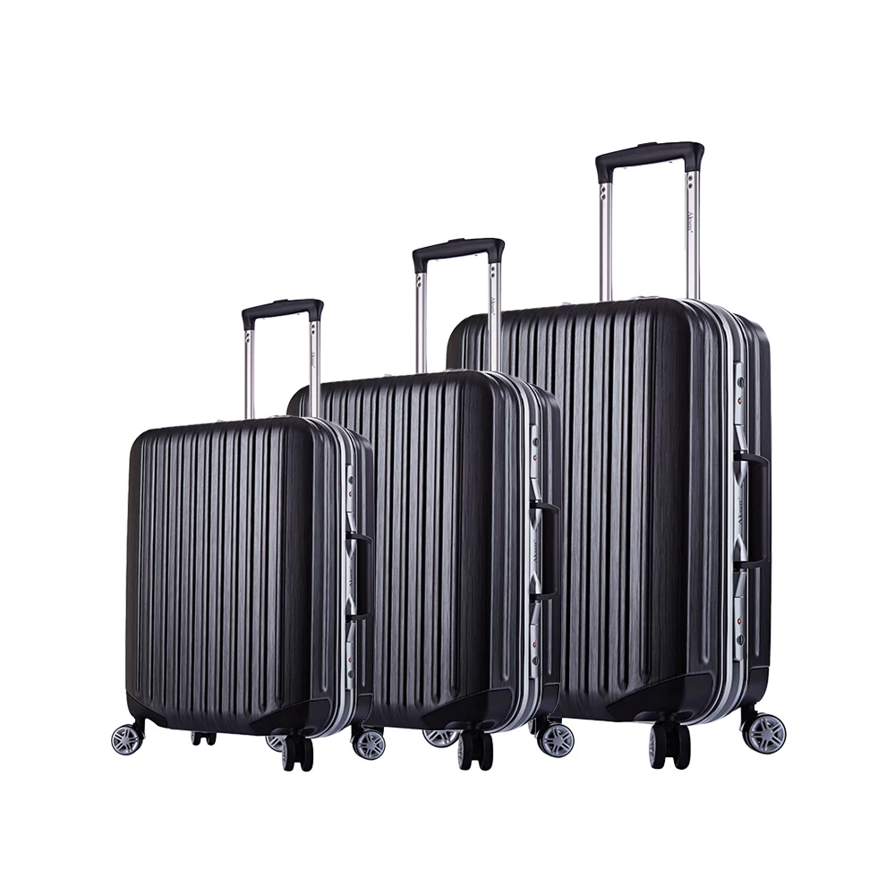 custom Classic vertical stripes hard PC tsa lock trolley case set 3pcs luggage travel bags suitcase sets