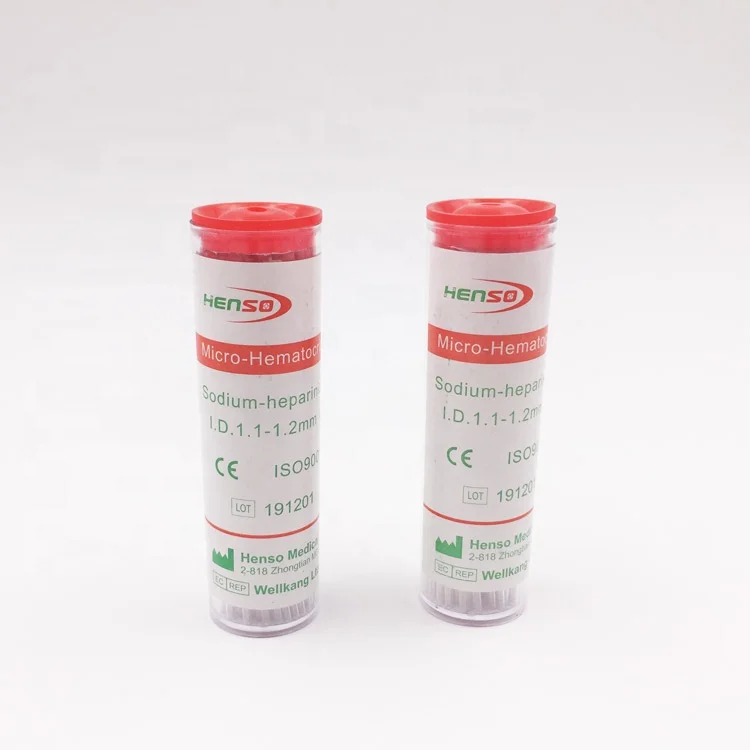 HENSO Red Top Glass Micro Hematocrit Capillary Tubes With Sodium-heparinized