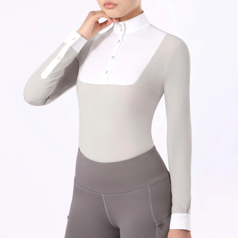 New Design OEM Horse Riding Tops Breathable Equestrian Base Layer Women Long Sleeve Quick Dry Equestrian Shirt