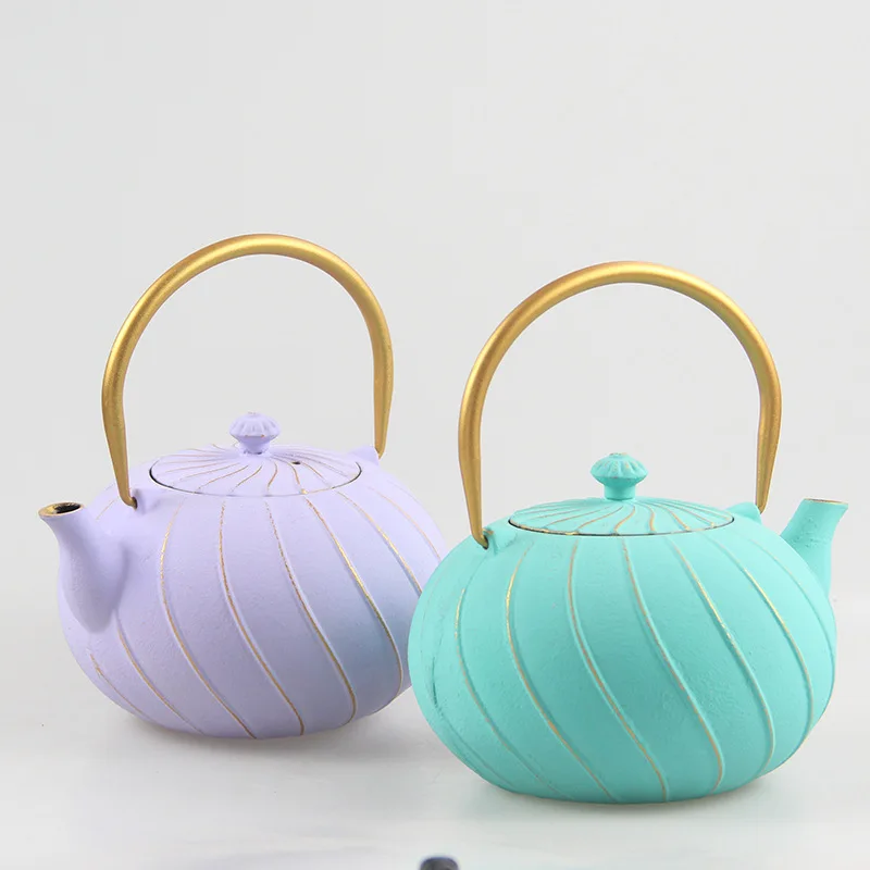 Japanese Tetsubin Cast Iron Teapot Tea Kettle pot with Stainless Steel Infuser for Stovetop Safe Coated with Enameled 1.2L