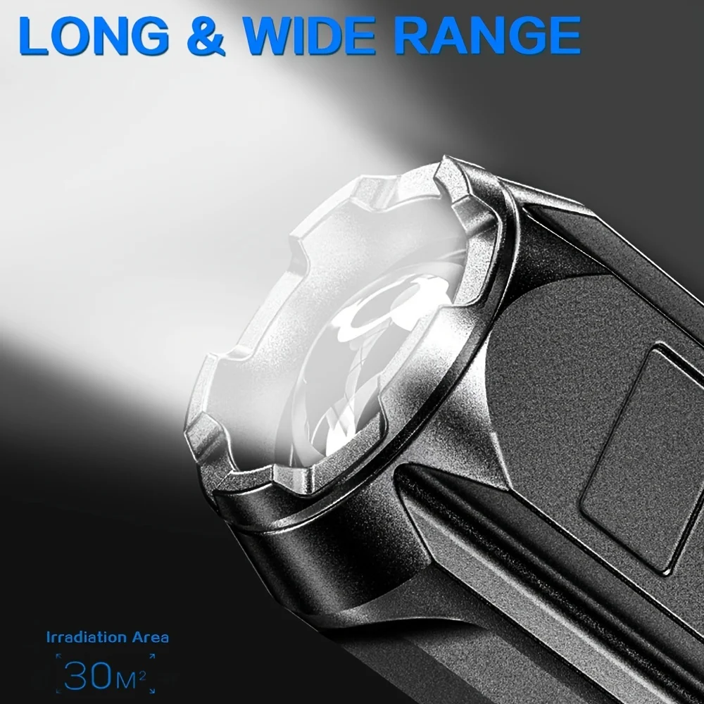 LED Flashlight Zoomable ABS Torch Light Portable USB Rechargeable Waterproof Flash Light