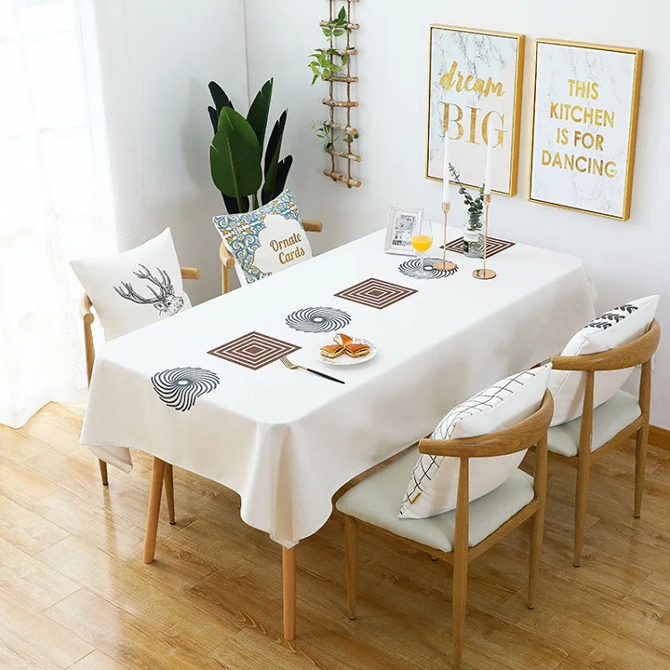 Waterproof Custom Design Rectangular Linen Cotton Table Cloth Polyester Tea Table Cloth