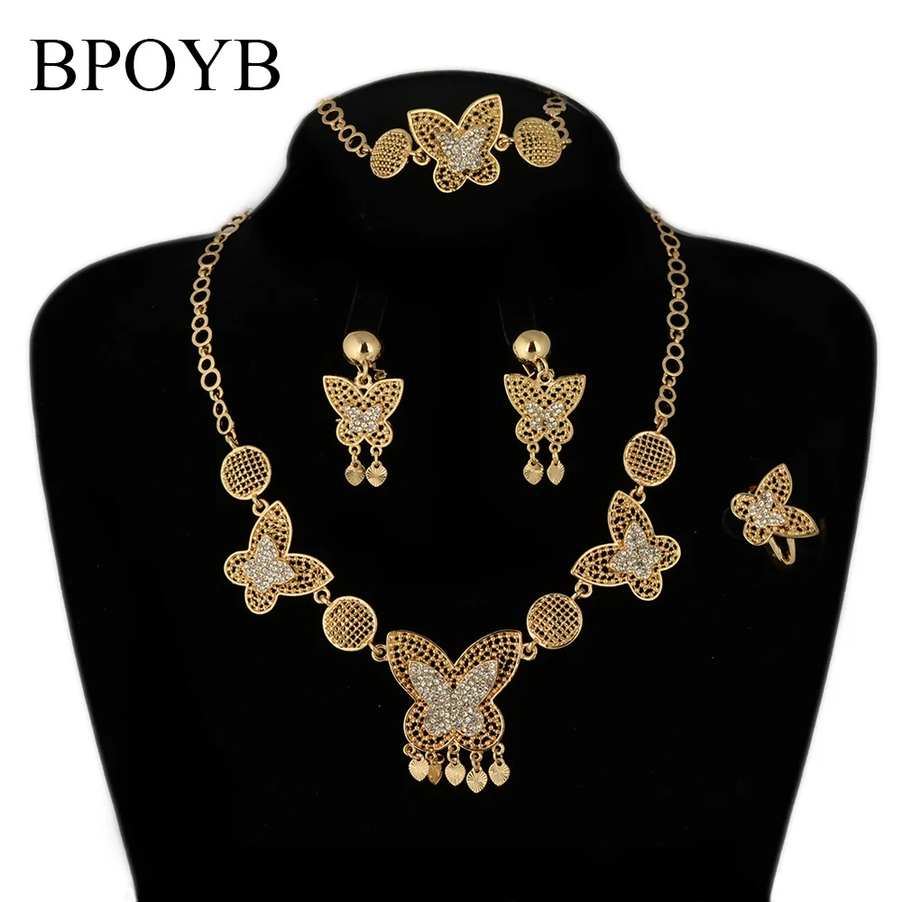 
BPOYB Designer Real Gold Plated Fancy Butterfly Kid Little Girl Lead Nickel Free Ladies Jewellery Brazzillian Jewelry Set 
