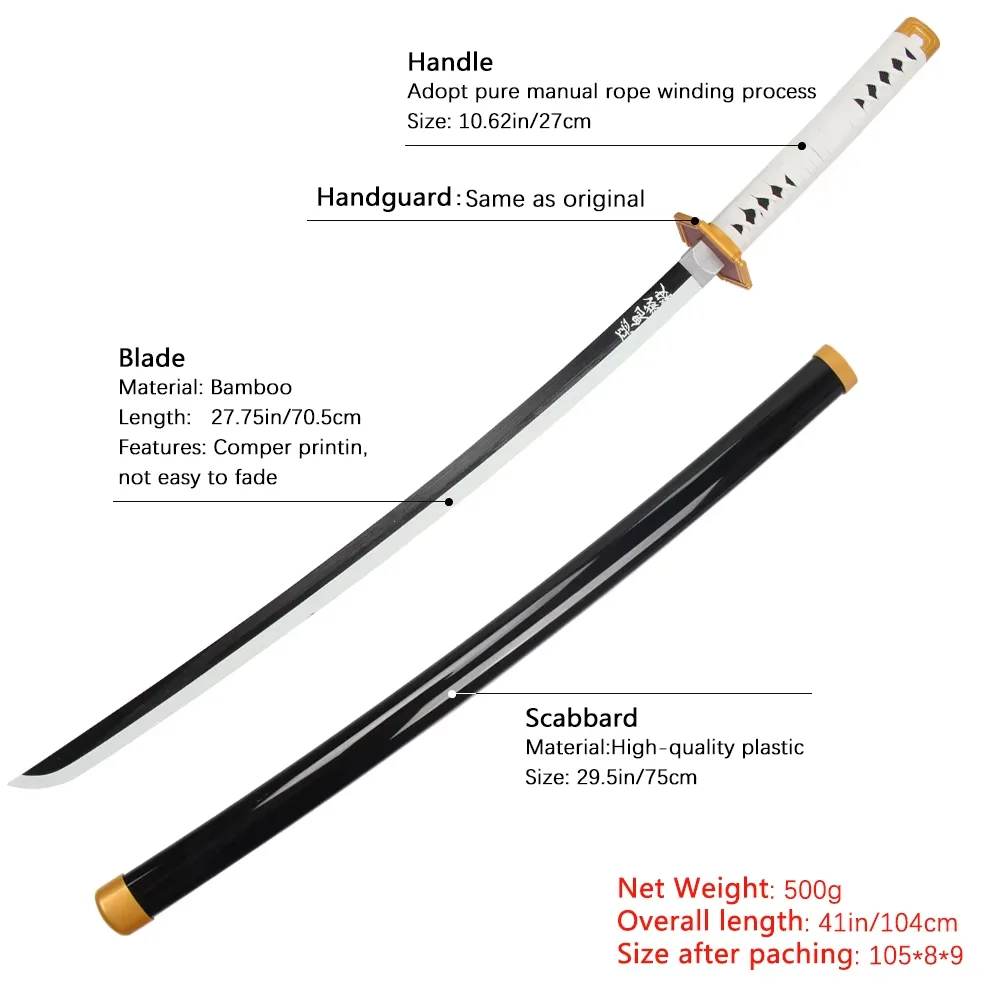 Wholesale 40.5 Inches Weapon Demon Slayer Sabito Anime Props Kidults Role Play Toy Katana Wooden Swords For Cosplay Playing Boys