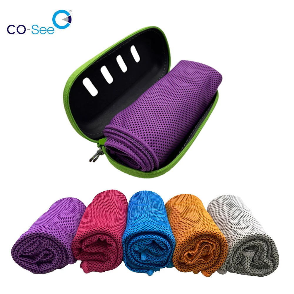 Холодное полотенце Co-see, холодное, Хорошо Впитывающее Спортивное охлаждающее полотенце, охлаждающее полотенце из микрофибры для льда с чехлом EVA