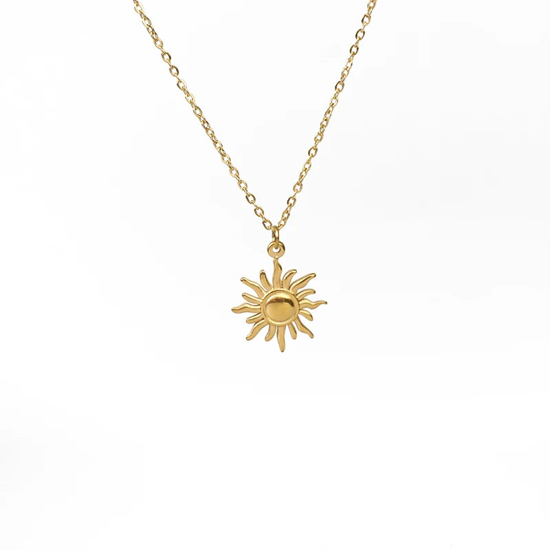 Gold Plated Jewelry Greece Apollo Gold Sun Necklace Stainless Steel  Gold Chain Sun Pendant Necklace