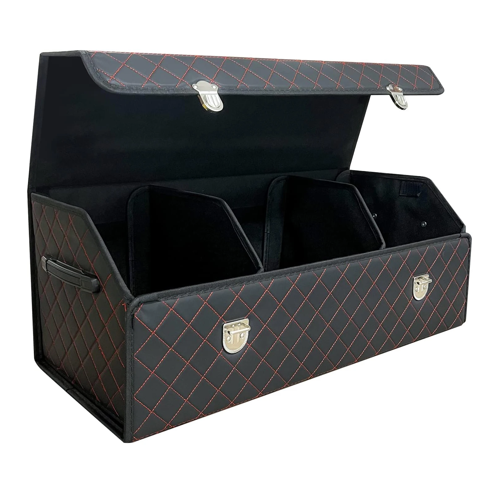 Multi-functional Leather Storage Box Trunk Organizer for Car With Lid Foldable Trunk Organizer for SUVs and Sedans