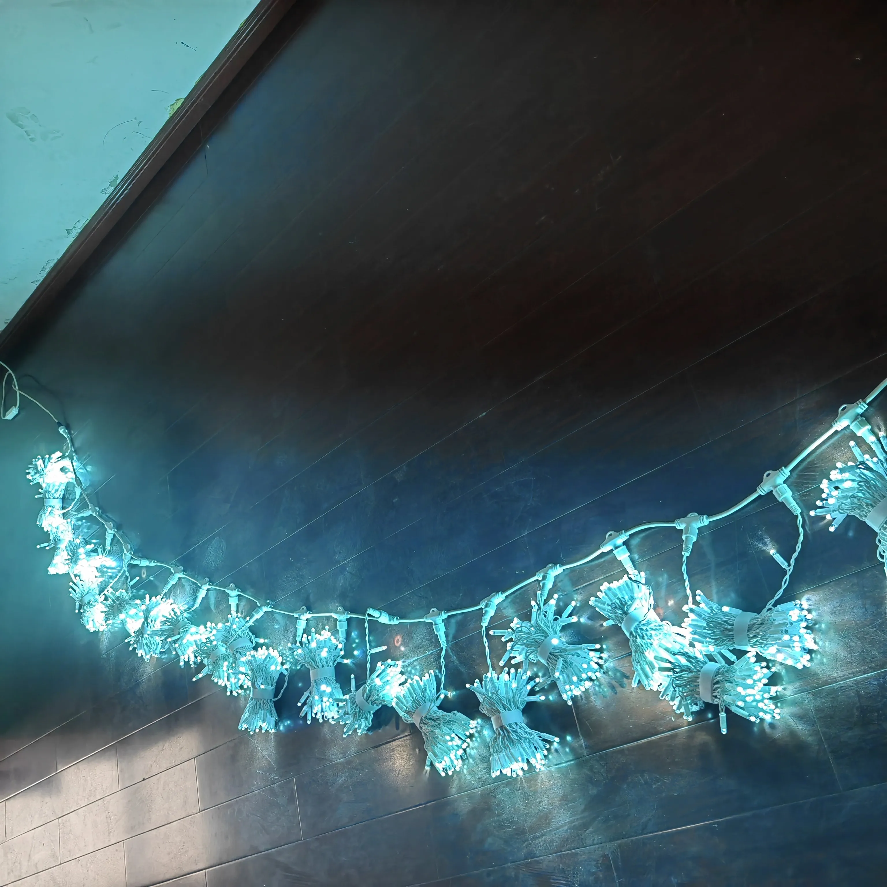 Clear Wire LED String Icicle Curtain Fairy Lights PVC Cable Waterfall Light For Holiday Decoration
