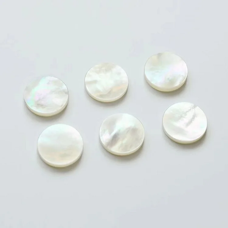 RTS Natural White Mother of Pearl 16mm Round Shape Two Flat Slice MOP Loose Gems for Jewelry