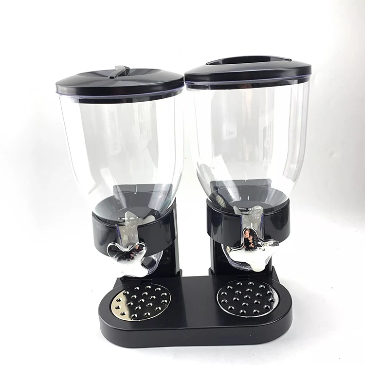 Kitchen Plastic Breakfast Buffet Oatmeal Machine Dry Food Grain Dispenser Double Cereal Dispenser Container
