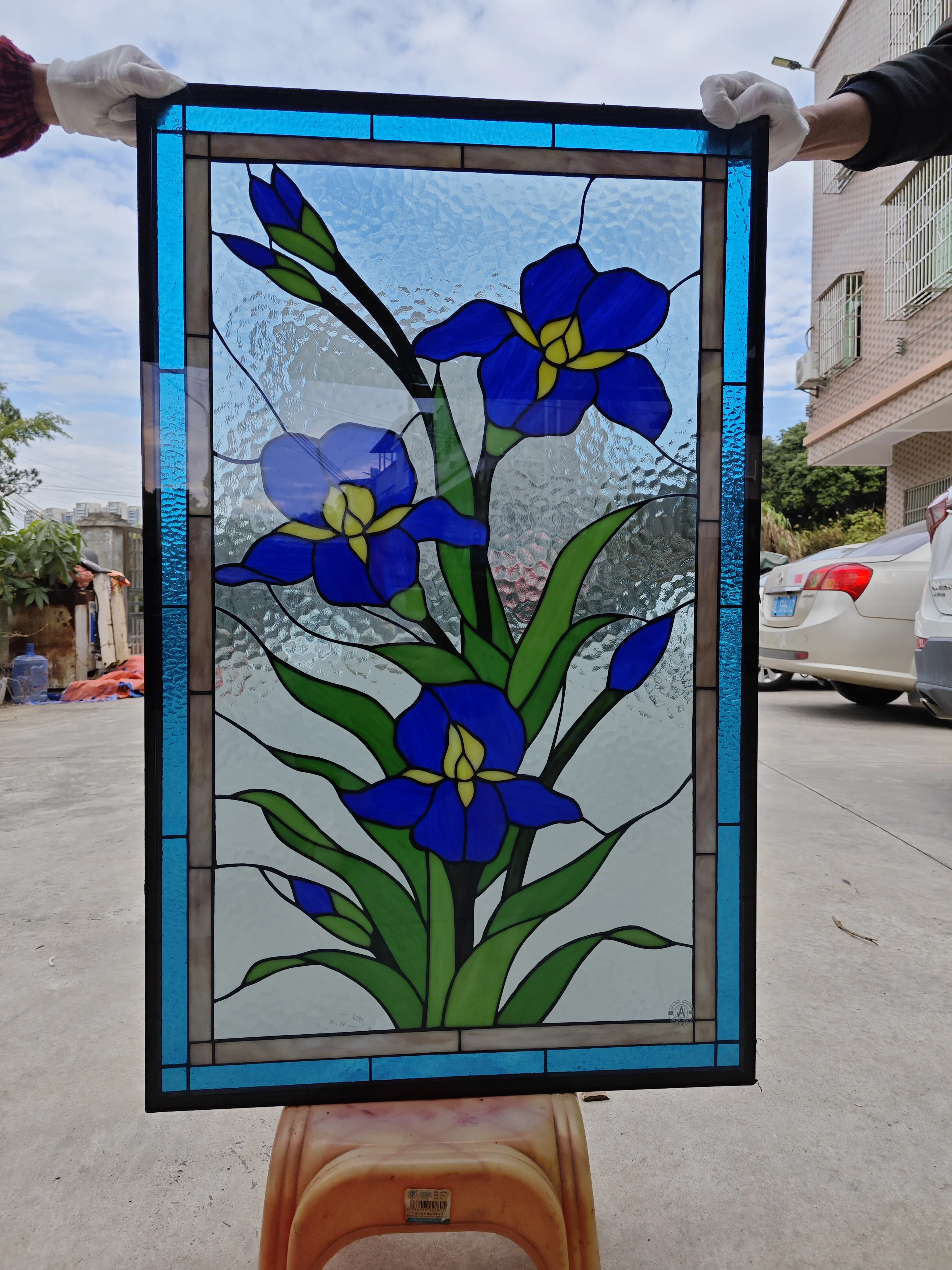 CBMmart Stained Glass Decorative Glass Door n Window Handwork Customized Color And Shape Hanging Panel Beveled Glass Decorative
