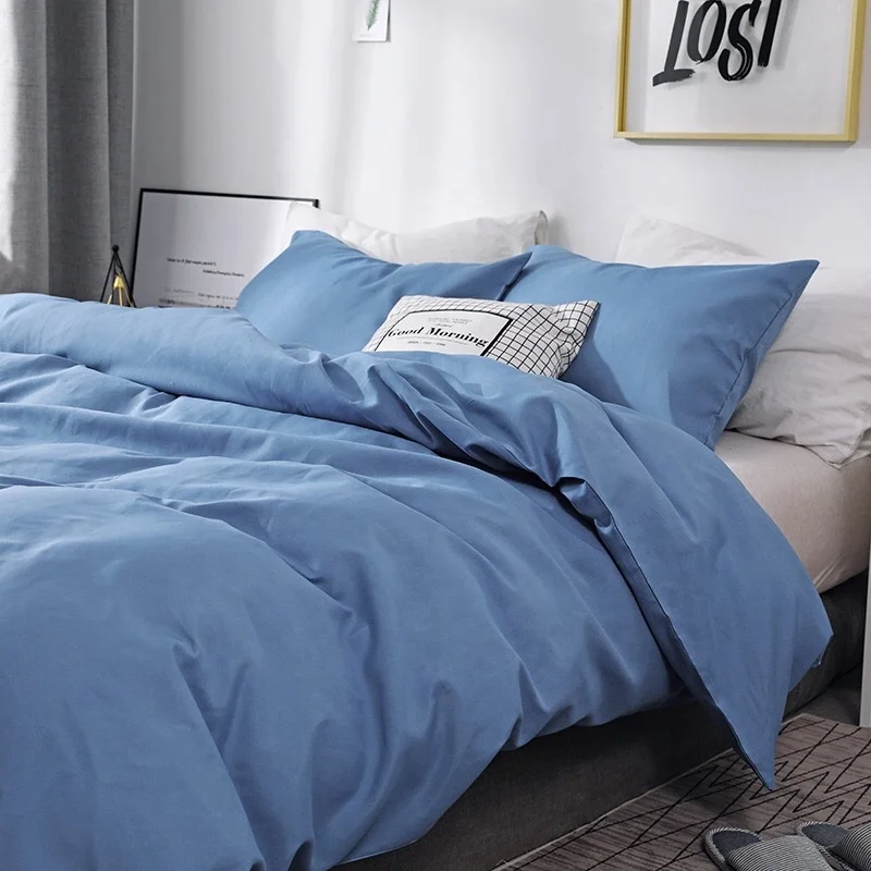 Blank Plain Pure Solid Color White Black Gray Pink Blue Green Purple Brown Queen King Size Duvet Cover Bed Bedding Set