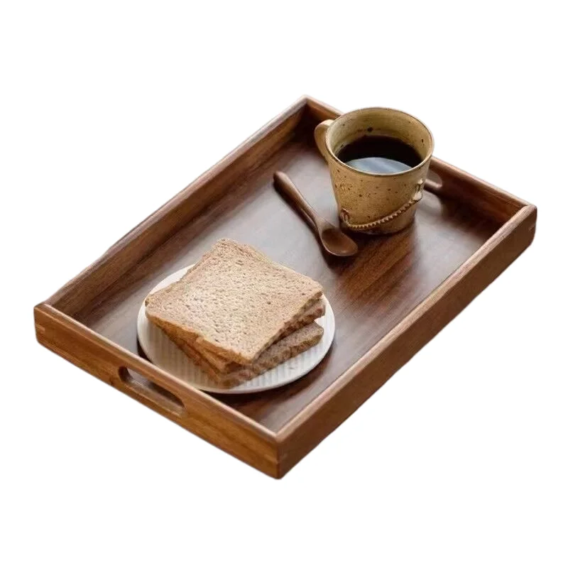 Customization Upon Request Solid Wood Rectangle Household Tea Water Cup Tray Commercial High-end Restaurant Coffee Dessert Trays