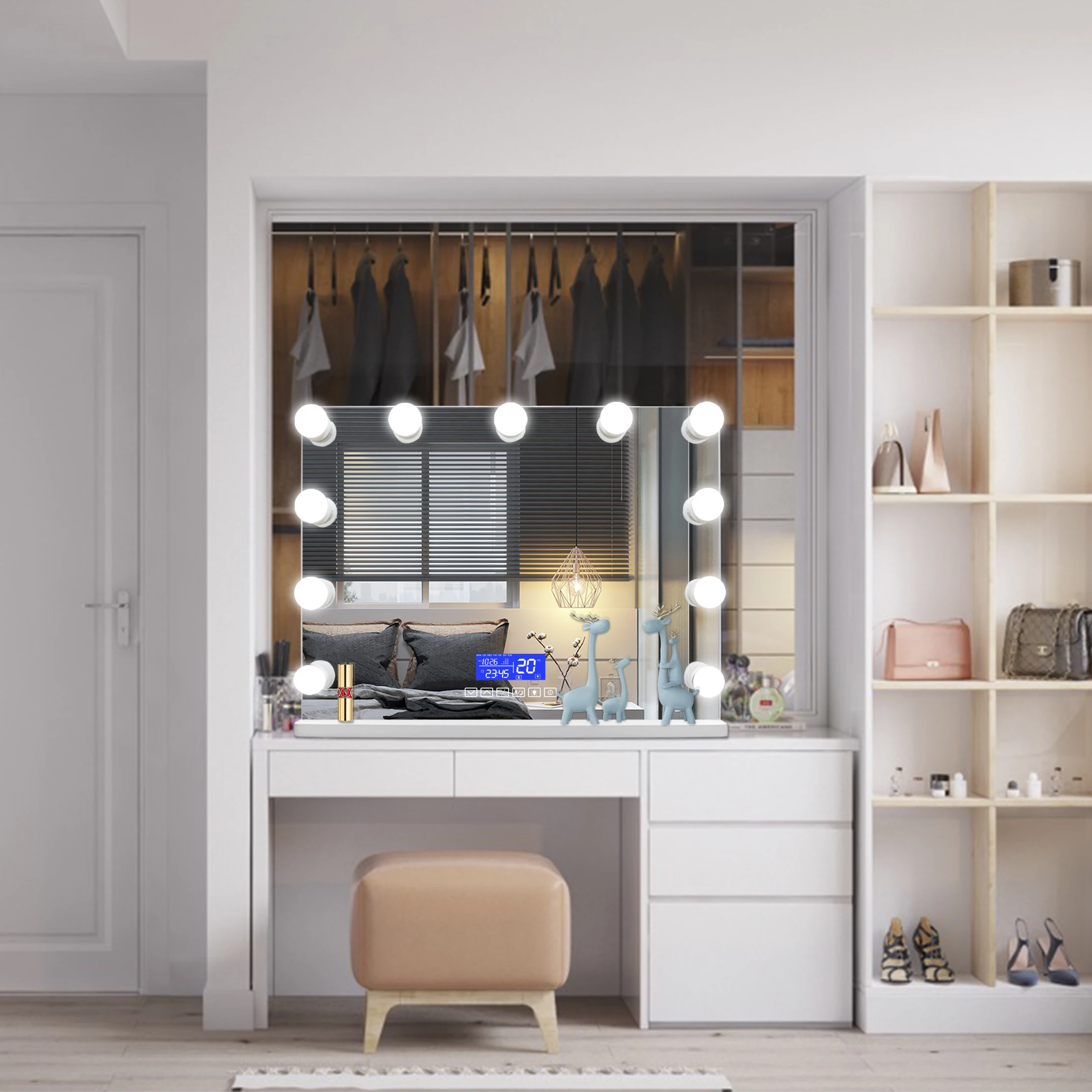 Современное декоративное зеркало 60x80, 15 светодиодов для гостиной, голливудское зеркало с лампочкой и штепсельной вилкой