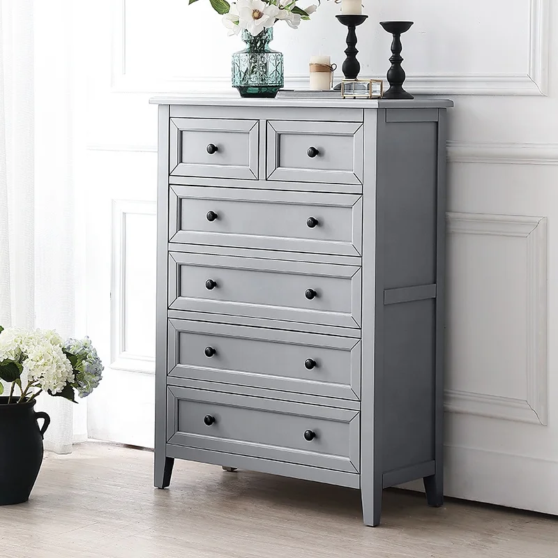 
[new] luxury family American rural solid wood six bucket cabinet pure solid oak storage cabinet side cabinet 