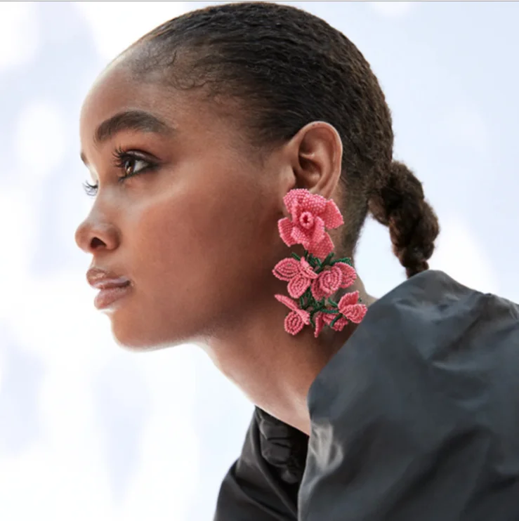 ZA Multicolor Flower Beads Dangle Drop Earrings for Women Conch Shell Large Hoop Pendant Enamel Ear Accessories