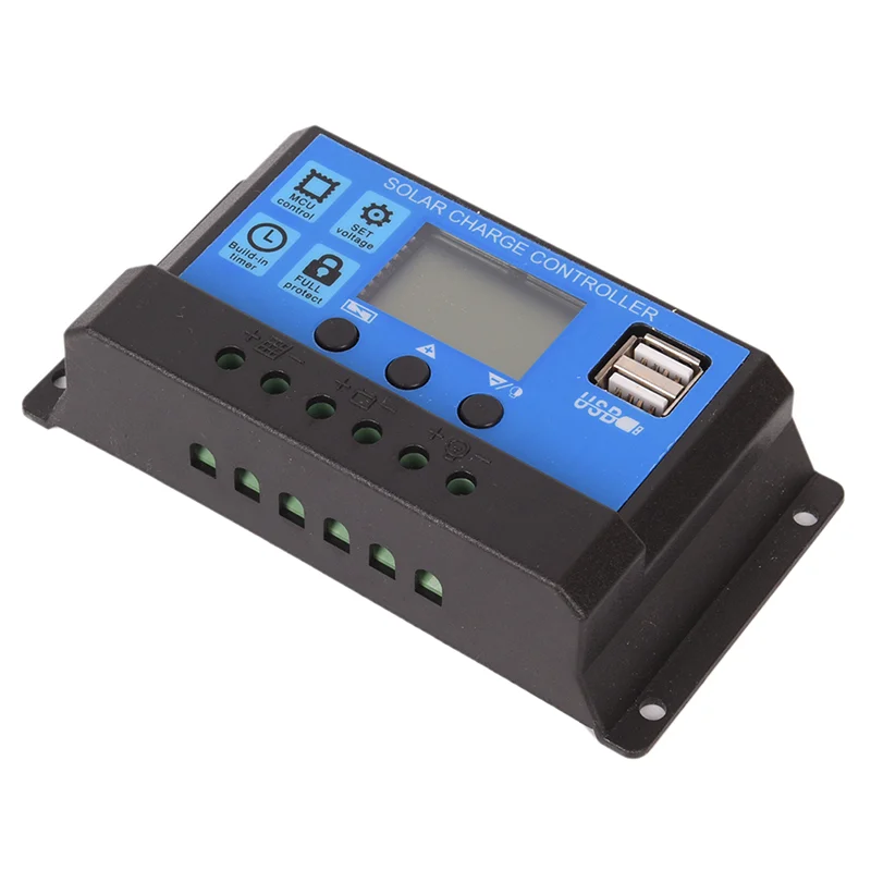 12V 24V 10A 20A 30A 40A 50A 60A PWM Auto Solar Charge Controller smart panel regulator solar controller with Dual USB 5V port