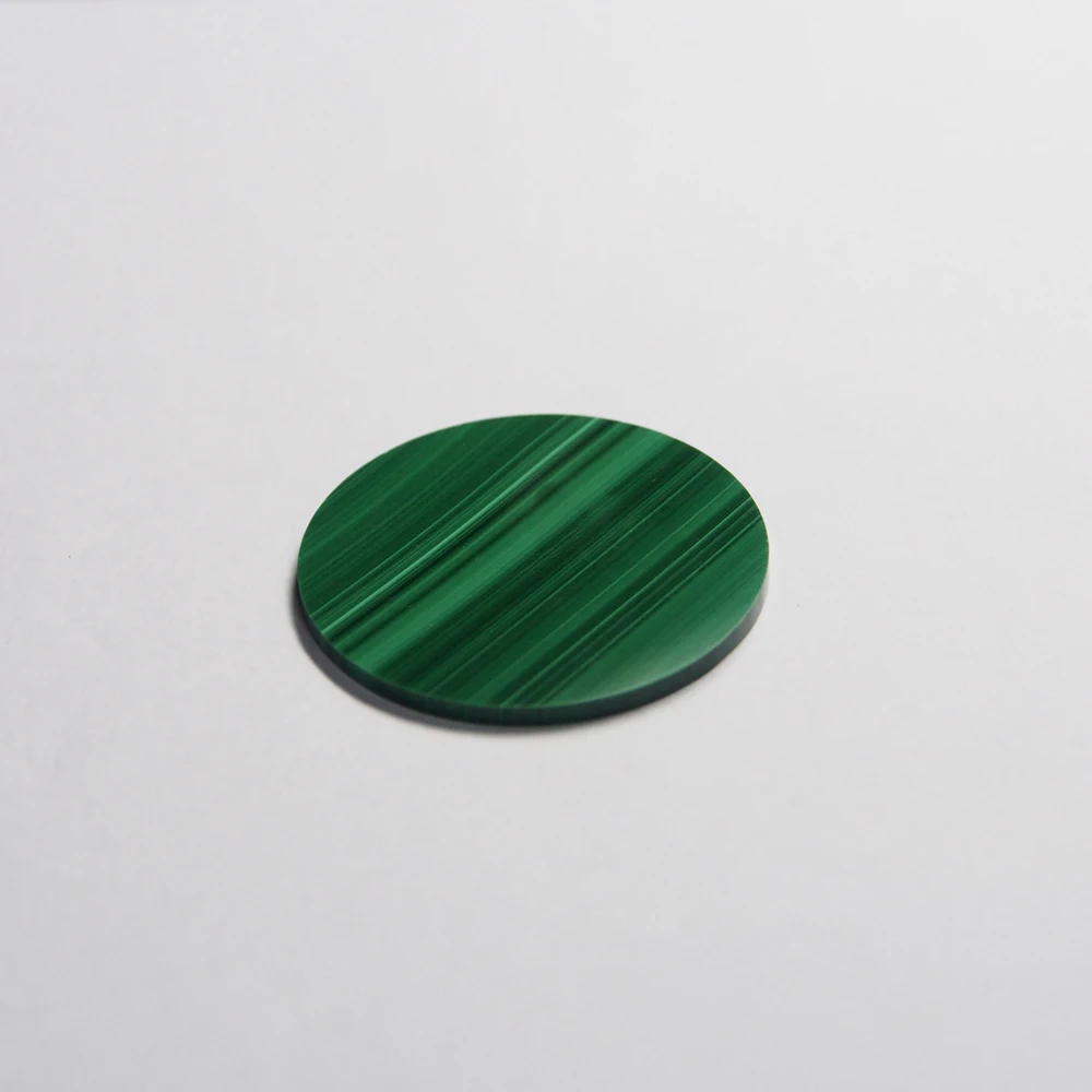 Natural Green Round  gemstone loose machine double flat coins  green malachite price for  art decoration