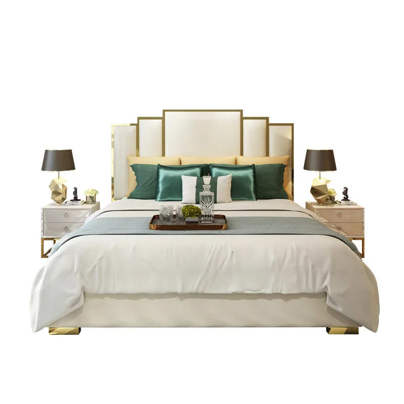 French Furniture Style light luxury king size upholstered frame master bedroom bed