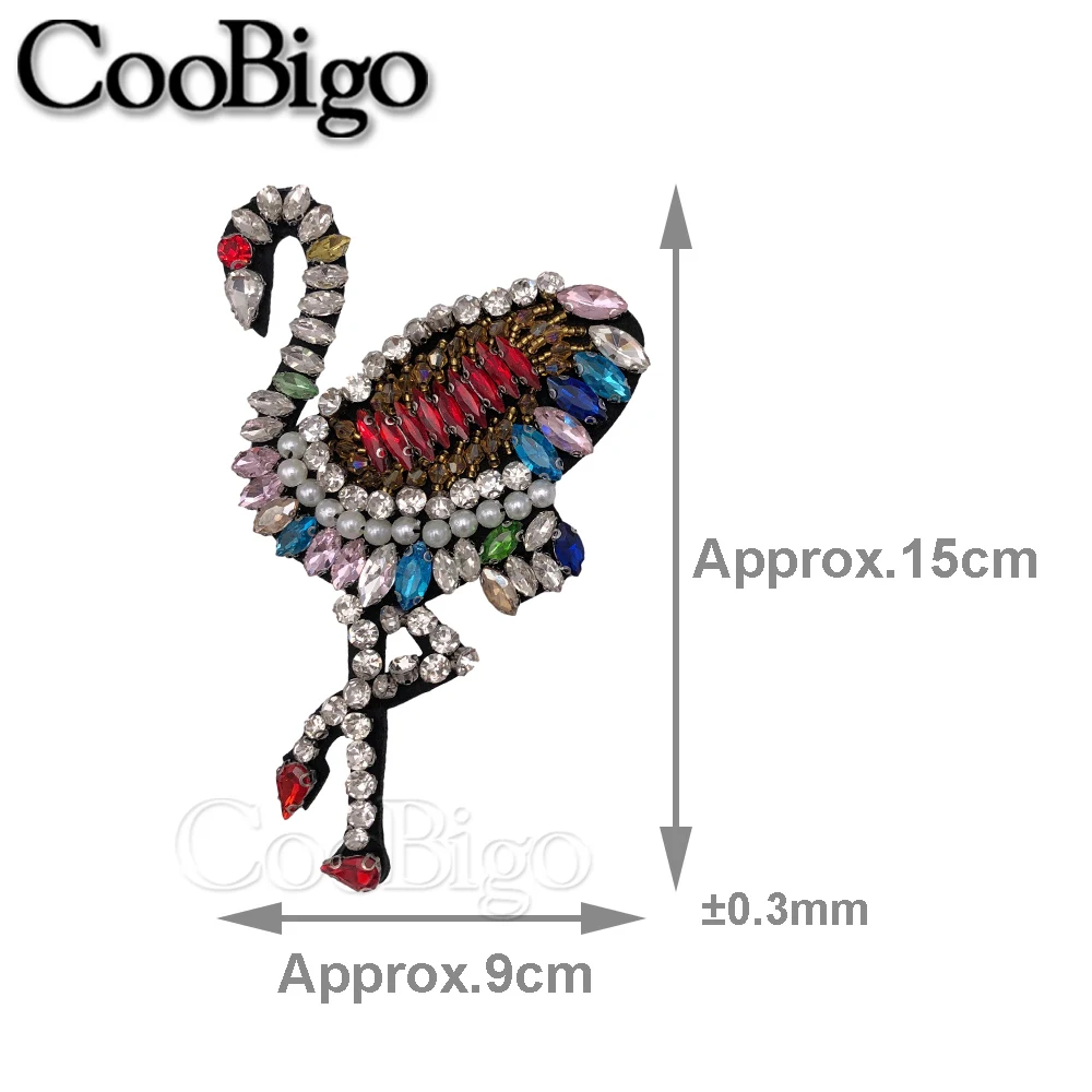 50pcs Rhinestone Beaded Patches Clothes DIY Handmade Crystal Heart Animal Parch Sewing on Sequins Applique Bag Decorative