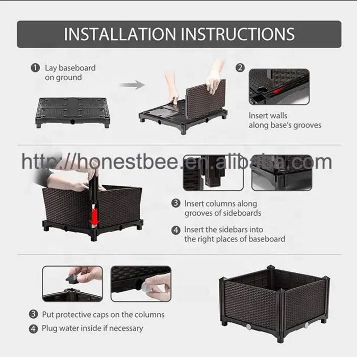 Versatile Space-saving Plastic Planting Box with Water Storage Design Lightweight Portable Raised Garden Bed for Outdoor Plants