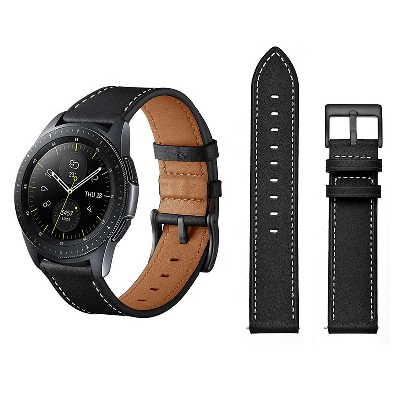 YHQ 22mm genuine leather band for samsung galaxy watch 4 3 strap for huawei gt 2 pro 45mm 46mm watch band