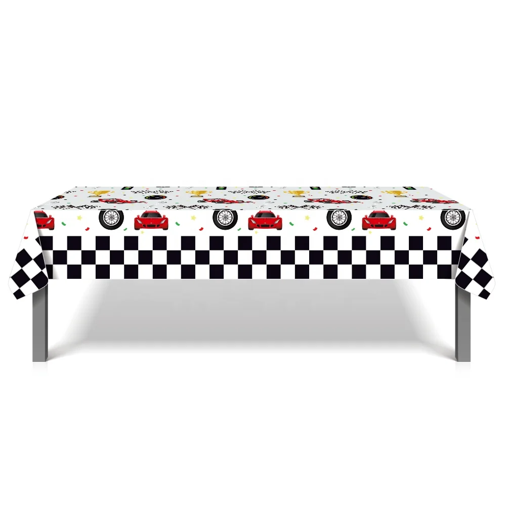 ZB048 130x220cm PE Tablecloth Race Car Themed Party Supplies Decoration Birthday Customized OEM Birthday Party Decoration