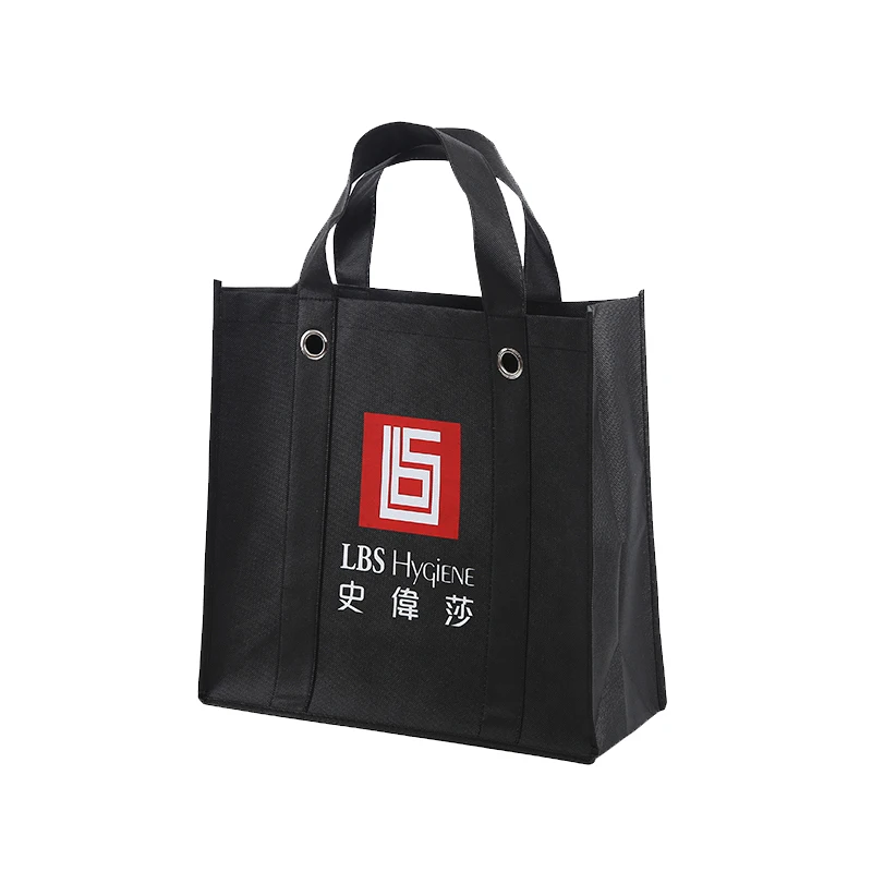 Reusable eco-friendly heavy duty black shopping custom printed TNT grocery  non woven bag